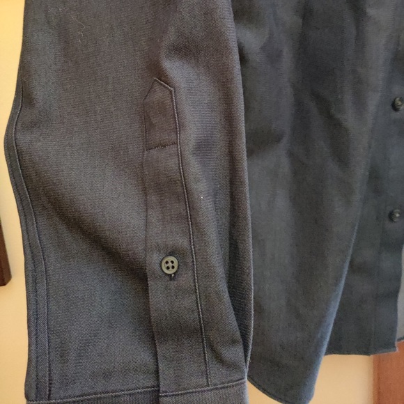 Banana Republic Non-Iron Tailored Slim Fit Medium Dress Shirt Gray - Picture 3 of 6